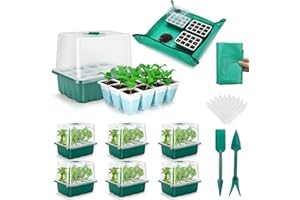 Hanaoyo Reusable Seed Starter Tray with 72 Soft Silicone Cells, 6 Pack Seed Starter Kit with Repotting Mat, Humidity Dome & High Lid, Germination Trays for Indoor Greenhouse Seed Starter