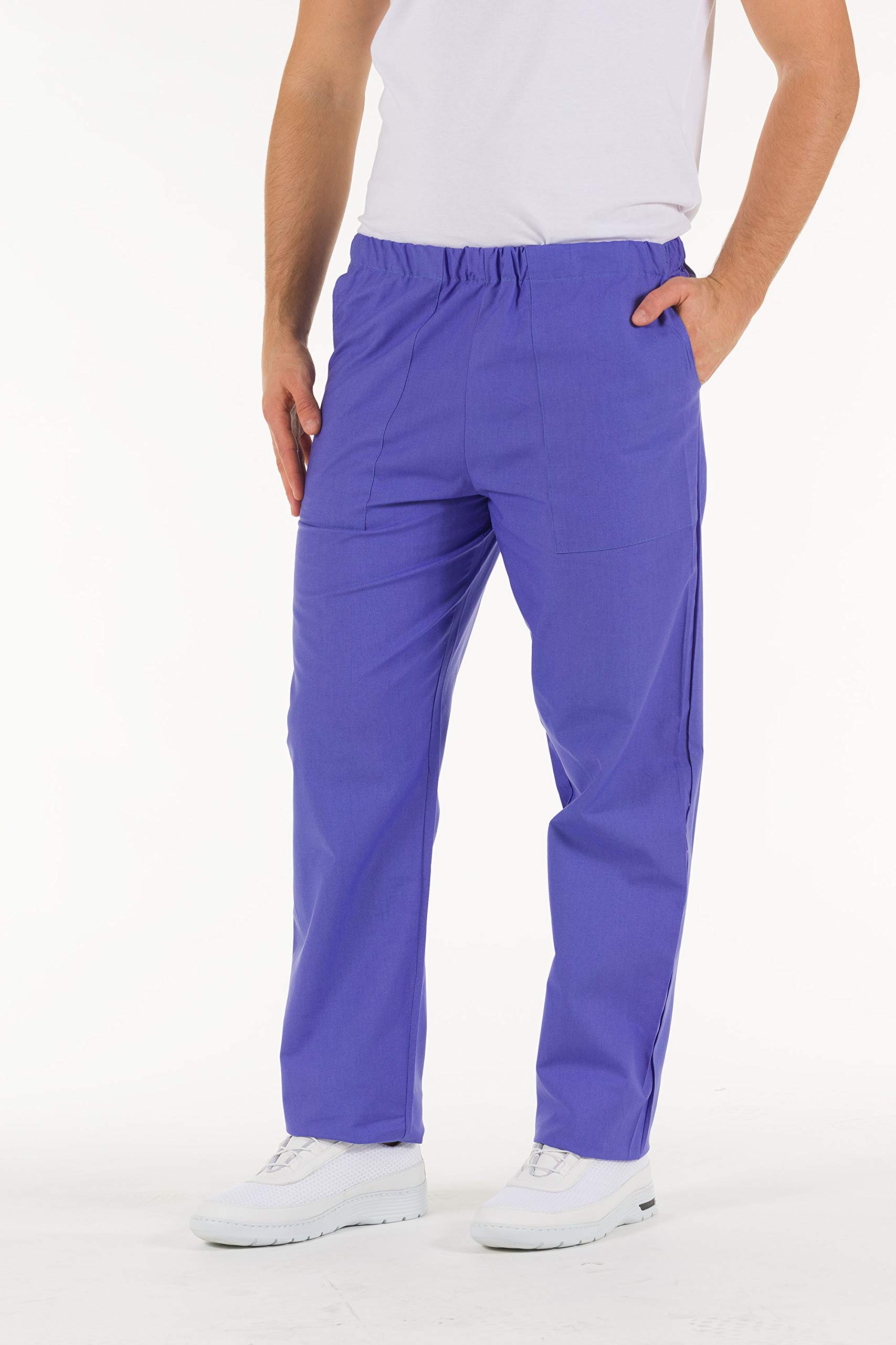 Gima - Trousers, Hospital Scrub Pants, 100% High Quality Cotton, with Elasticated Waist, 3 Pockets, Unisex, for Doctors, Dentist, Vets, Nurses, Physiotherapist, Blue (Indigo), XXL