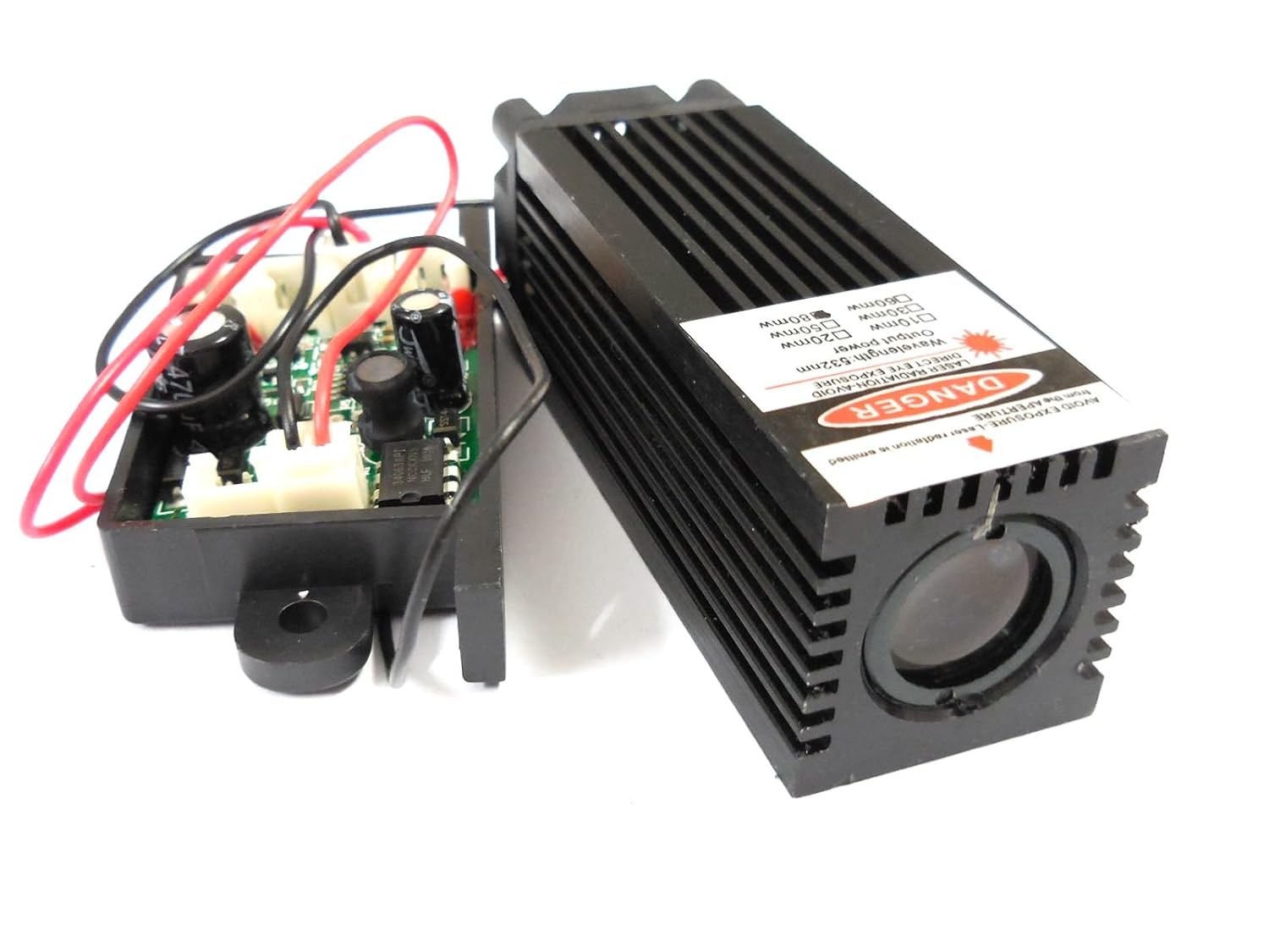 532nm 80mW Green Dot Laser Module/TTL Modulation/Fat Beam 12V Driver out