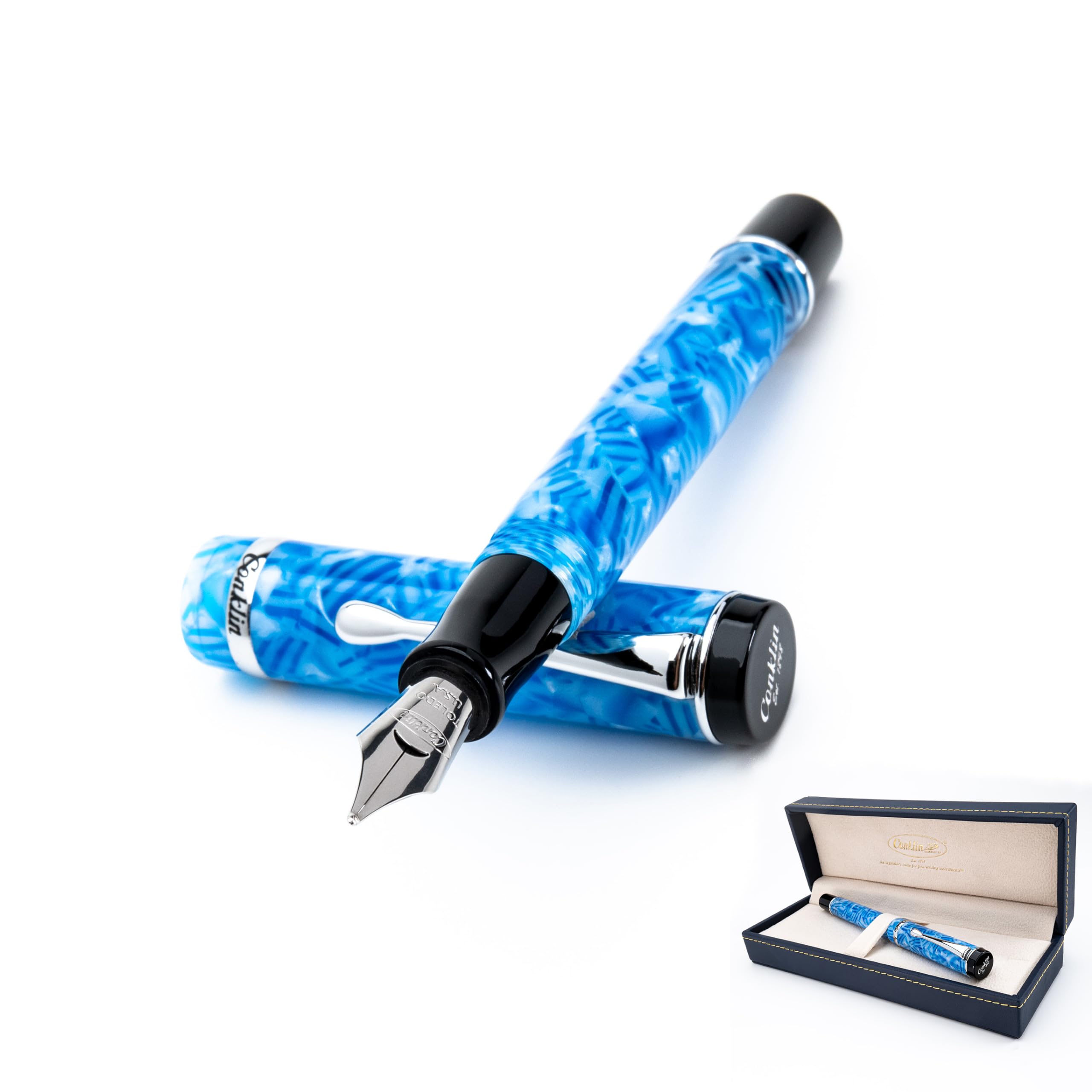 Conklin Duragraph Ice Blue Fountain Pen - Omniflex