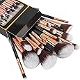 Refand Makeup Brushes, Face Brushes Cosmetics Foundation Powder Concealers Blending Eye Shadows Make Brushes Kit 18 Pcs Rose Gold Black