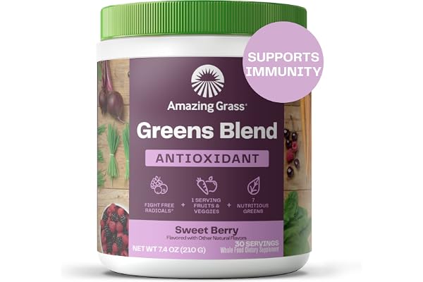 Amazing Grass Greens Blend Antioxidant: Super Greens Powder Smoothie Mix with Organic Spirulina, Beet Root Powder, Elderberry