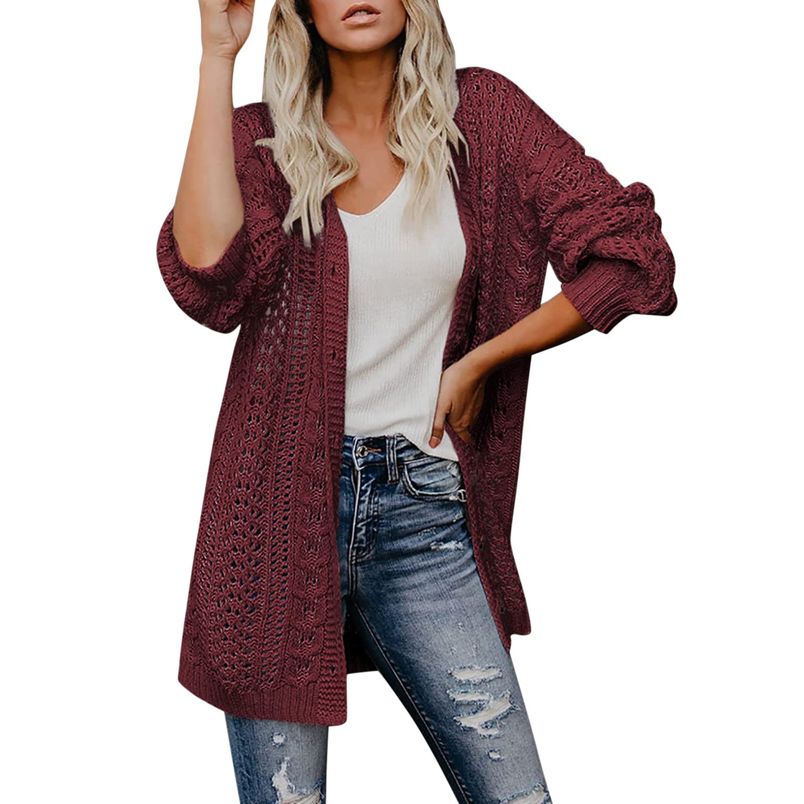 ADJHDFH Orange Sweater Loose Fit Cardigan Tops For