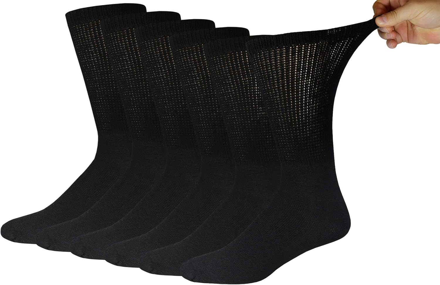 6 Pairs of Cotton Diabetic Neuropathy Crew Socks (10-13, White): Health & Personal Care