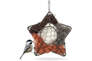 Star Bird Nesting Material Holder, Alpaca Fiber Bird Nesting Material Hanger for Hummingbirds, Refillable Nesting Dispenser –