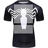 TIMWOODER Men's Compression Shirt, Short Sleeve 3D Print Fitness Sports Shirt Gym T-Shirt