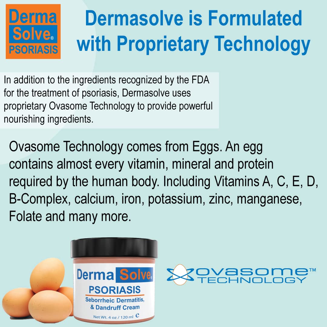 Dermasolve Psoriasis & Seborrheic Dermatitis Treatment Cream - Provides Intense Relief for Itchy, Flakey Skin and Advanced Moisturizing Prevents Future Flare-Ups 4.0 oz