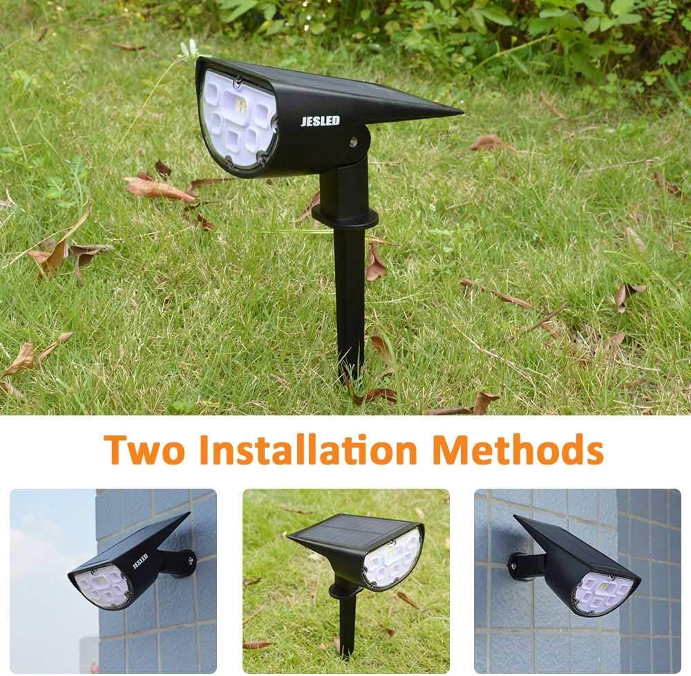 JESLED Solar Landscape Spot Lights, Warm White, Outdoor 14 LED Spotlight Dusk to Dawn, IP67 Waterproof Solar Powered 2-in-1 Wireless Landscaping Light for Yard Patio Garden Path Porch Walkway 2-Pack : Garden & Outdoor