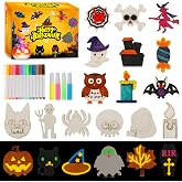 Worgree Halloween Crafts for Kids, 36 DIY Wooden Magnets Art Craft Supplies | Painting Kit for Boys Girls Ages 4-8 8-12 Halloween Party Favors Gifts Basket Treat Goodie Bag Stuffers Classroom Prizes