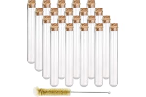 DEPEPE 20pcs 35ml Glass Test Tubes 20 x 150mm with Cork Stoppers and Brush for Bath Salt, Candy Storage, Scientific Experiments and Plant Propagation