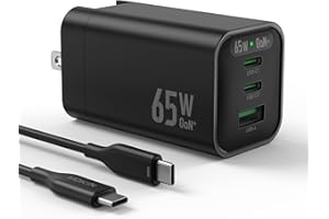 MOKiN USB C Charger Black, GaN+ PD 3.0 65W Fast Charging with Foldable Plug, Compact Charger for iPhone 15 14 13 12 Pro/Plus/Pro Max, iPad Pro, MacBook Pro, Galaxy S23, XPS 13, Apple Watch.
