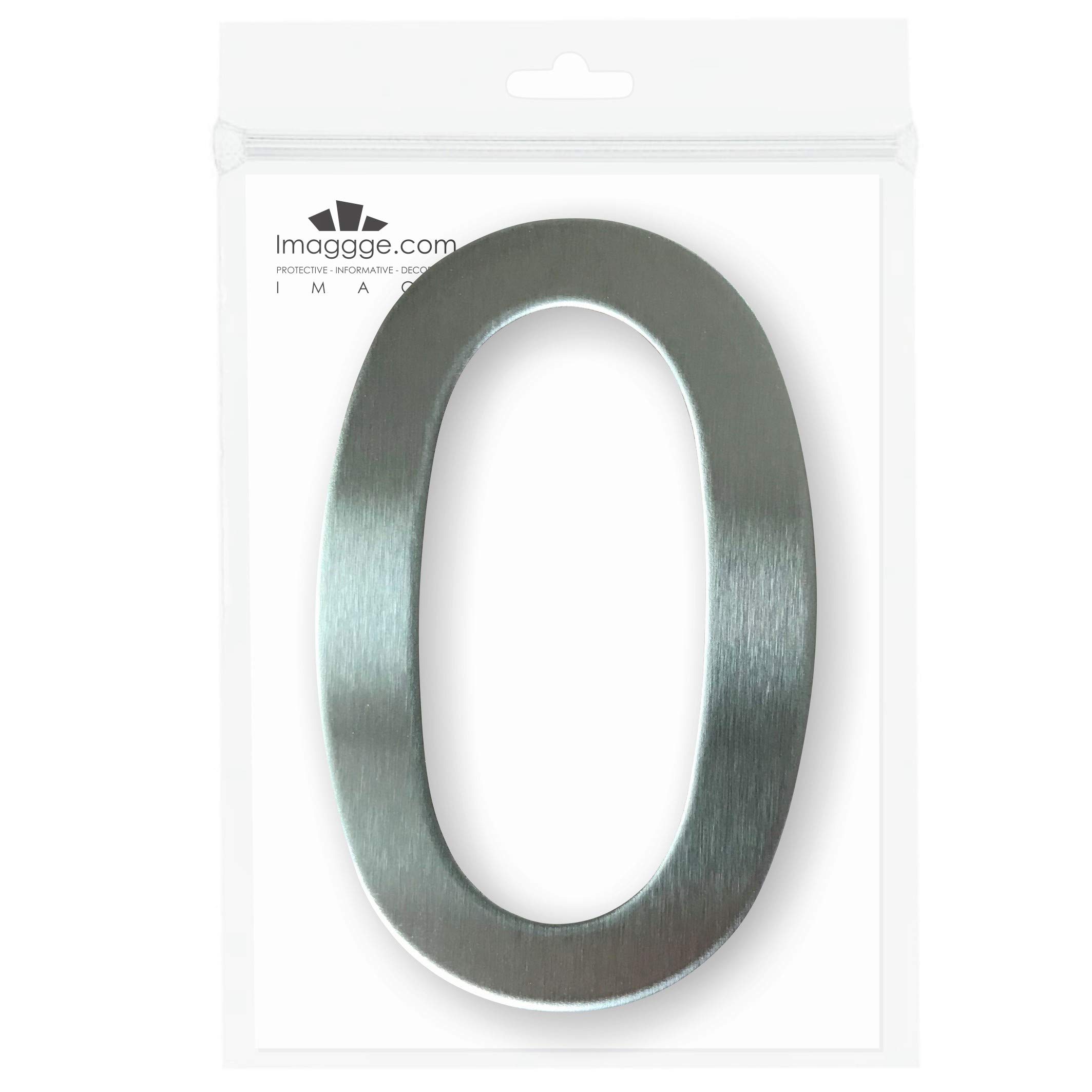 House Number or Apartment Number Brushed Stainless Steel Self Adhesive 7.5 cm Height Number 0