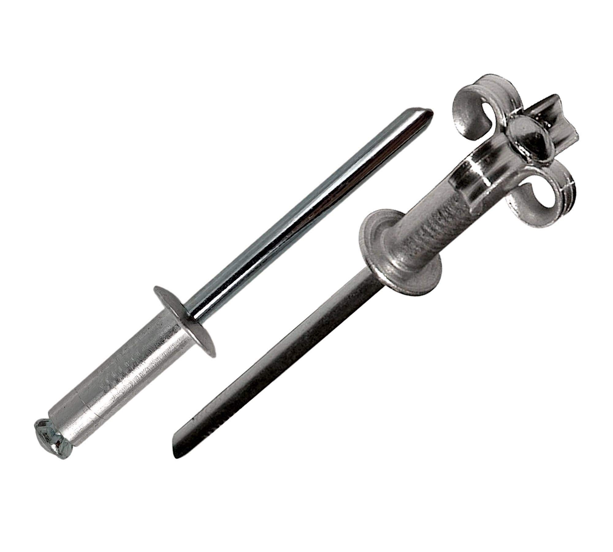 DOJA Barcelona Pop Rivets - Pack 100-4,8x17mm - Flower Head Blind Aluminium Rivets, for Pneumatic or Manual Rivet Gun Heavy Duty Industrial Metal Fastening Bulk Kit for Workshop Blind