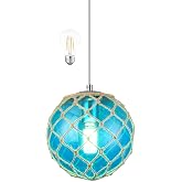 Blue Pendant Light Coastal Pendant Light Nautical Pendant Lighting Beach House Lighting Fixtures Ocean Lighting Fixture Coastal Hanging Light Fixtures Fish Float Glass Ball Lighting(Bulb Incl.
