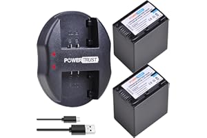 PowerTrust 2-Pack NP-FV100 Replacement Battery and Fast Dual Charger for Sony DCR-SR88 DCR-SX83 DCR-SX85 FDR-AX53 HDR-CX220 H