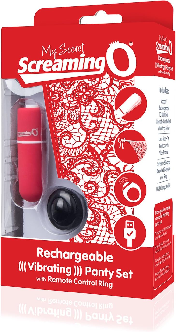 Screaming O My Secret Rechargeable Remote Control Vibrating Pants, Ring and Bullet Set, Red - Image 3