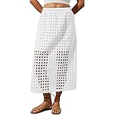 Ziesexy 2025 Summer Casual Long Skirt for Women Hollow Out Midi Skirt Eyelet Beach Skirt