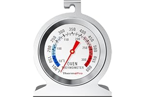 ThermoPro Oven Thermometer, 50-300°C/100-600°F Food Thermometer for Inside Oven with Upgraded 431 Stainless Steel, Pizza Oven