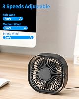 benpen Mini Bedside USB Fan 3 Speeds 360° Rotatable Silent Desk Cooler view 3