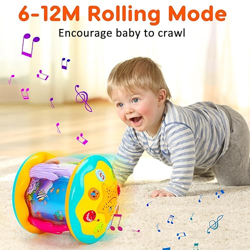 Tsomtto Baby Toys to 12 Months Musical Light Up Tummy Time Toy Ocean  Rotating Projector for Infant 3-6
