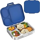 Stainless Steel Lunch Box, Leak-Proof with free sealing Bento Box 3 Compartments, Metal Lunchbox for Travel & Work, Eco-Friendly Meal Storage Solution Blue