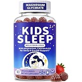 Magnesium Glycinate Gummies, Kids Sleep Gummies, Melatonin Free Sleep Aid | Magnesium Glycinate, L-Theanine, Calcium, D3, Zinc, Vitamin C &amp; B6 | Calm Bedtime Routine Support, Vegan Sugar-Free, 60 Count