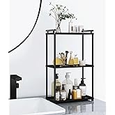 VOTZAAQ 3 Tier Bathroom Organizer Countertop, Stainless Steel Perfume Tray and Vanity Countertop Shelf, Makeup Skin Care Bathroom Organizers and Storage for Dresser, Kitchen (Matte Black)