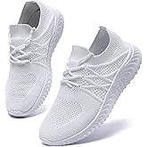 Oltyutc Women Running Shoes Lightweight Tennis Shoes Breathable Mesh Gym Workout Shoes Walking Womens Sneakers White 6.5
