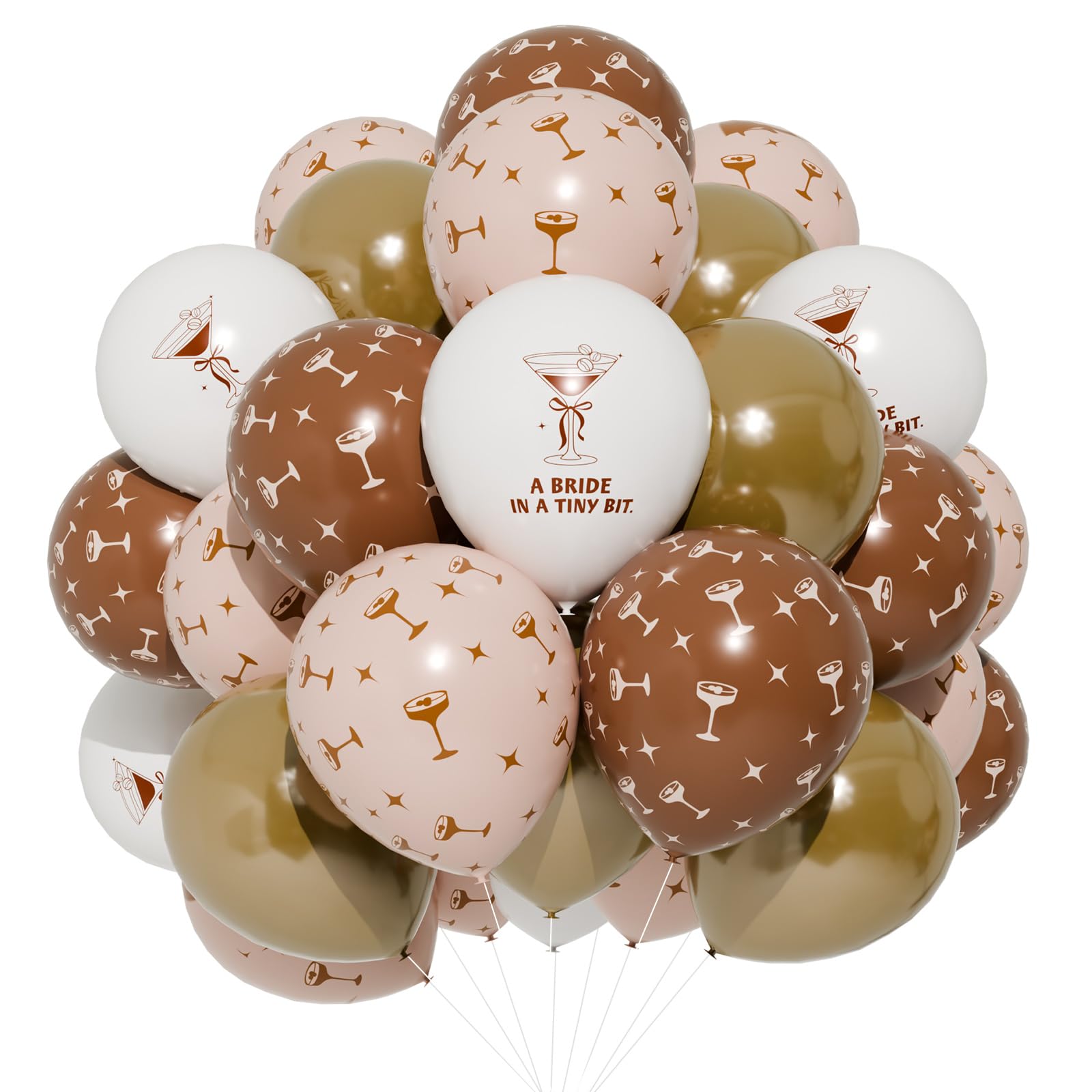 Photo 1 of Gejoy 60 Pcs a Bride in a Tiny Bit Balloons for Espresso Martini Themed Bachelorette Party Decorations, 12 Inch Latex Balloons Love Is Brewing Coffee Cocktail Bridal Shower Party Decor