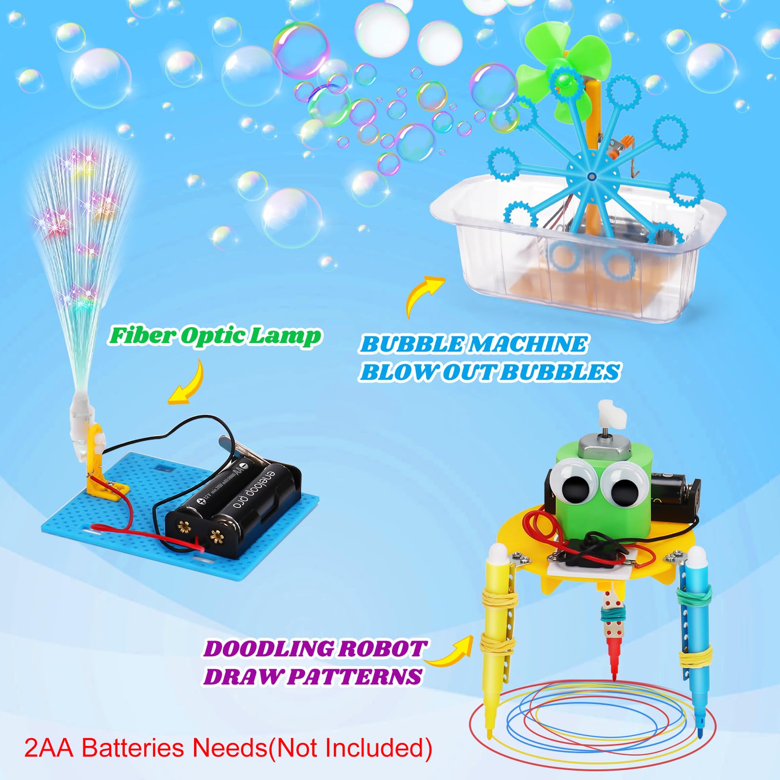 Wissenschaft Experimente Kit für Kinder 8-12, Elektronik Bausatz Roboter Kit Spielzeug, Elektro Baukasten, STEM Experimentierkasten Aktivitäten Lernen Spielzeug ab 8 Jahre Jungen (6 in 1) 3