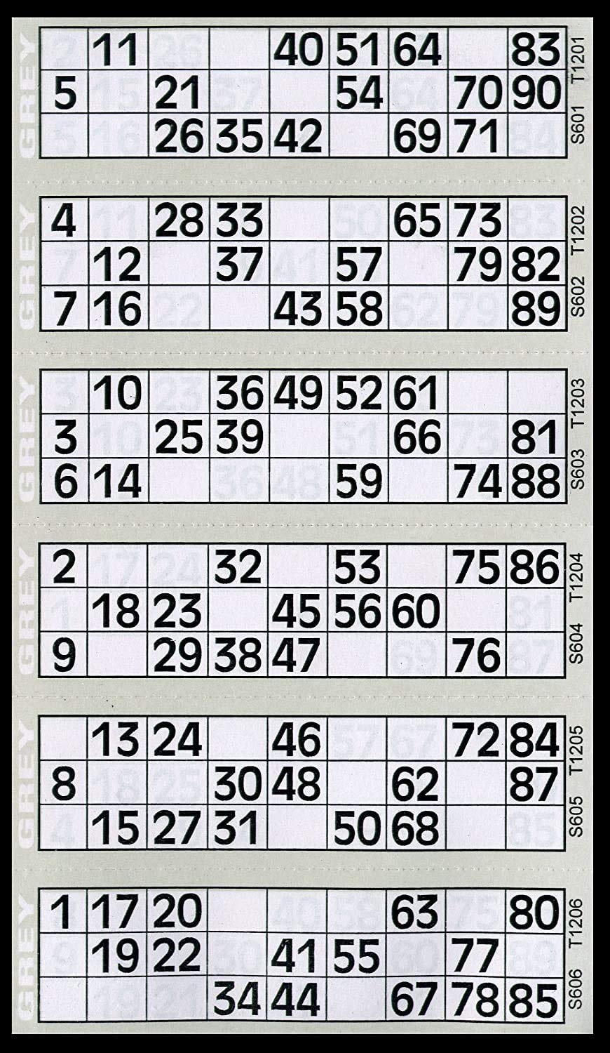 Jumbo Bingo Tickets pads 6 to view (Grey)