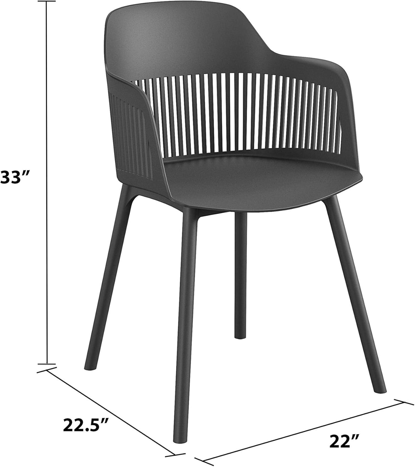CosmoLiving by Cosmopolitan , Camelo Collection, Indoor/Outdoor Resin Dining Slat Back, 2-Pack, Black Chair: Furniture & Decor