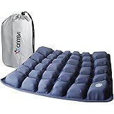 ANMSVI Air Inflatable Travel Seat Cushion with Built-in Pump & Carry Bag– Portable & Adjustable for Airplane, Car, Office – Coccyx, Sciatica & Tailbone Pain Relief (Blue)