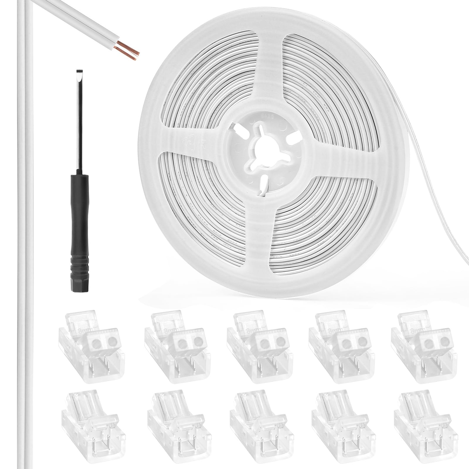 RGBZONE 10pcs 2-Pin 8mm LED Strip to Wire