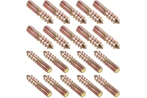 TOP-VIGOR 20Pcs M6x30mm Hanger Bolts, Double Headed Bolts Self Tapping Screw, Double Ended Dowel Screws, Screw Dowels Hanger, Threaded Lag Wood Screws and Machine Bolts for Wood Joint Furniture
