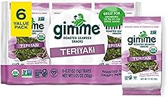 Gimme Seaweed Organic Premium Roasted Seaweed Snacks, Teriyaki, 6 Count, Keto, Vegan, Gluten-Free, Great Source of Omega3s an