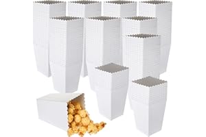 MEANPLAN 200 Pcs Popcorn Boxes Mini Paper Popcorn Box Cardboard Popcorn Container for Party Disposable Snack Candy Popcorn Bags Popcorn Holder for Birthday Wedding Decoration, 2.2 x 4.2 x 3 Inches (White)
