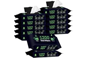 Pursonic Soft Mint Scented Flushable Wipes for Men - 12 Pack (1200) Plant Based Face and Body Wipes with Aloe Vera & Vitamin E - Extra Large Wipes for Gentle & Thorough Cleansing