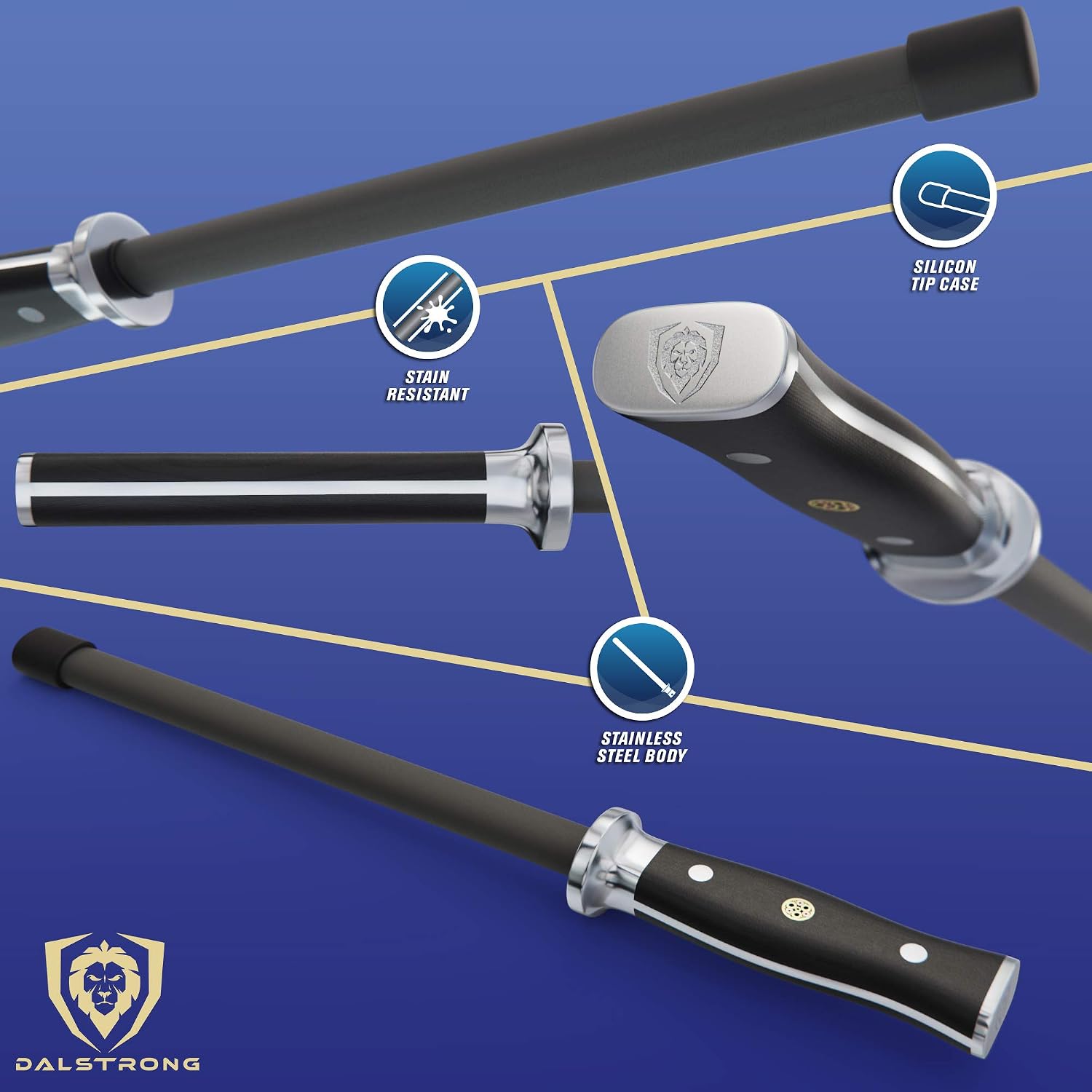 DALSTRONG Honing Rod, 10 inch, G10 Handle, Stainless Steel Core, Scratch-Free Ceramic Coating - Image 4