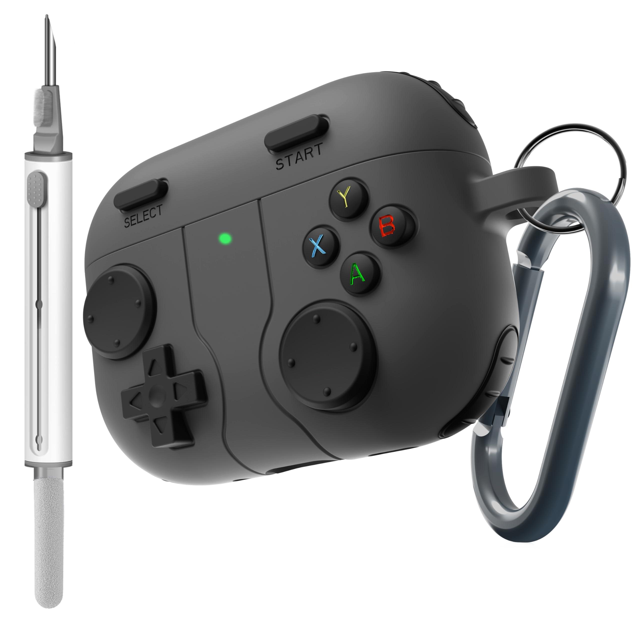 Photo 1 of for AirPods Pro 3 Case(2025) DamonLight Game Case Shock-Proof Protective Silicone with Cleaning Pen and Keychain Accessories for Apple Airpods Pro 3rd Generation (Black)
