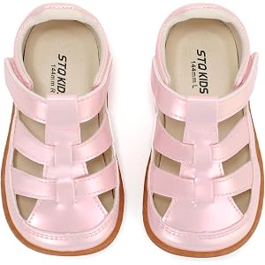 STQ KIDS Toddler Girl Boy Wide Toe Box Sandals Zero Drop | Hook and Loops, Summer Dress Shoes for Party School Outdoor