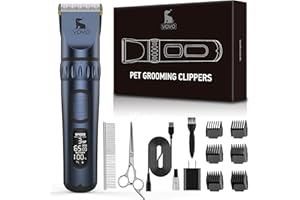 Vovo Dog Clippers - 3-Speed Heavy Duty, Low Noise Rechargeable Cordless Electric Dog & Cat Grooming Kit (Blue)
