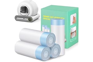 SUW 4 * 20 Count Trash Bags for Automatic Cat Litter Box Self Cleaning, Replacement Extra Large Liners for Robot Box, 4 Rolls Drawstring Waste Bags, 18 x 18 Inches（4 Rolls/80 Counts）