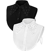Bencailor 2 Pcs Rhinestone Fake Dickey Collar for Women False Half Shirt Blouse Detachable Collar