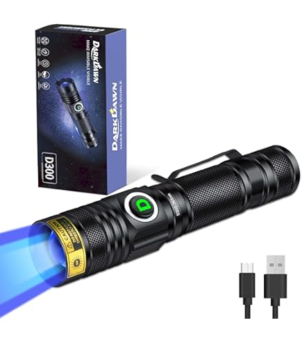 DARKDAWN UV 395nm Light Flashlight USB Rechargeable Ultraviolet