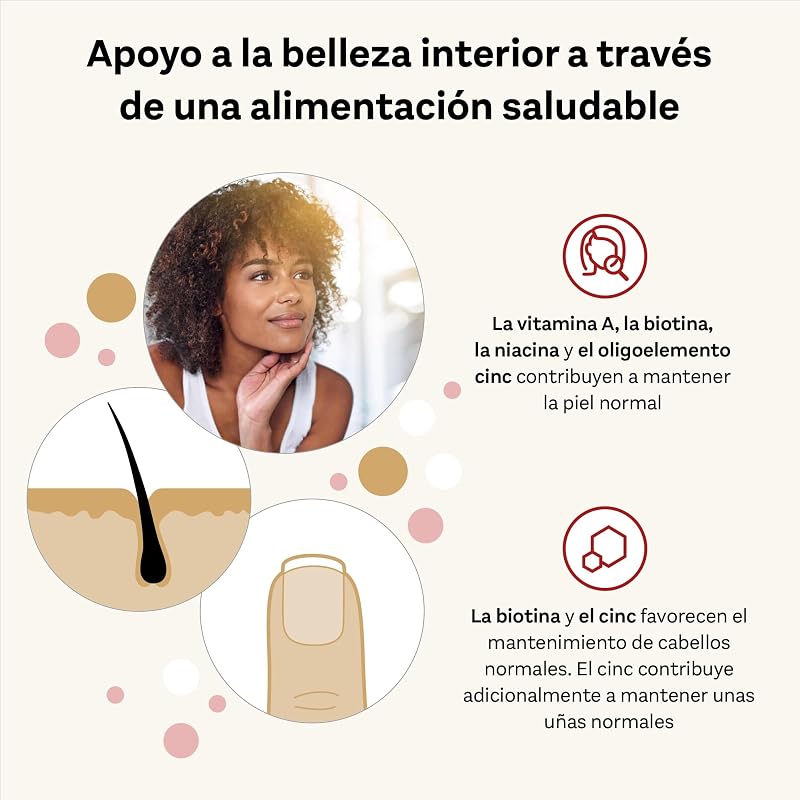 Piel+Cabello+Uñas - Gominolas con Vitaminas A, C, E & B6-500 μg Biotina, Zinc, Selenio - 60 Gomitas Blandas Veganas- Sabor Frambuesa - Doppelherz