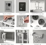 Kidoz Signature Wooden Toy Kitchen Large Play Kitchen Grey With Lights Sounds view 3