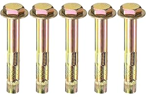 M METERXITY 5-Pack Hex Expansion Bolt, M10x80mm Colored Galvanized Iron-Carbon Steel External Hex Expansion Bolts, Anti-Corrosion Metal Bolt for Concrete/Dry Brick/Block Walls
