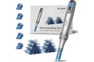 Dr.pen Microneedling Pen for Home Use - DR.PEN HANDPIECE with 20Pcs Replacement Cartridges - 0-2.5mm - Dermal Roller Stamp Pe