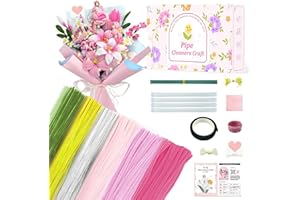 CAREENOAH Arts and Crafts, 500 pcs Pipe Cleaners Craft Kits for Kids Adults, DIY Flower Art Project w/Video & Bouquet Wrapping, Flower Stems, Stamens, Tape, 8 10 12 16 Girls Gifts, Mom Birthday Christmas Decor
